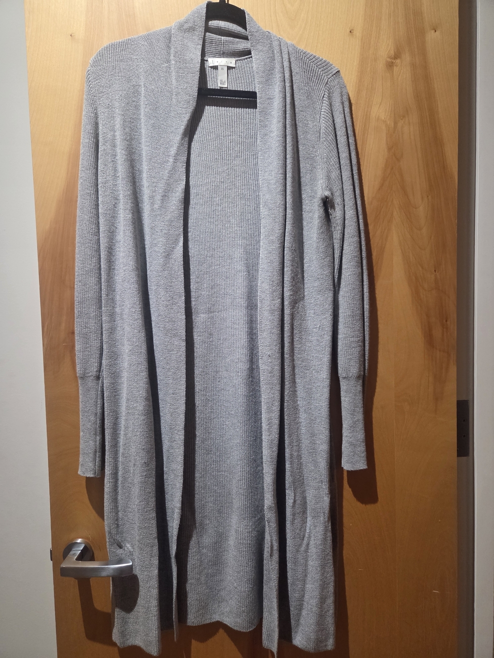 Long Open Front Gray Cardigan